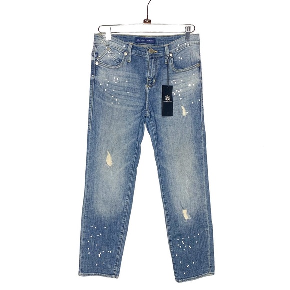 ROCK & REPUBLIC Distressed Indee Crop Jeans 6 NWT - Picture 2 of 9